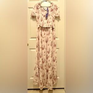 Seraphine Floral Maxi Dress - Cream and Pink
